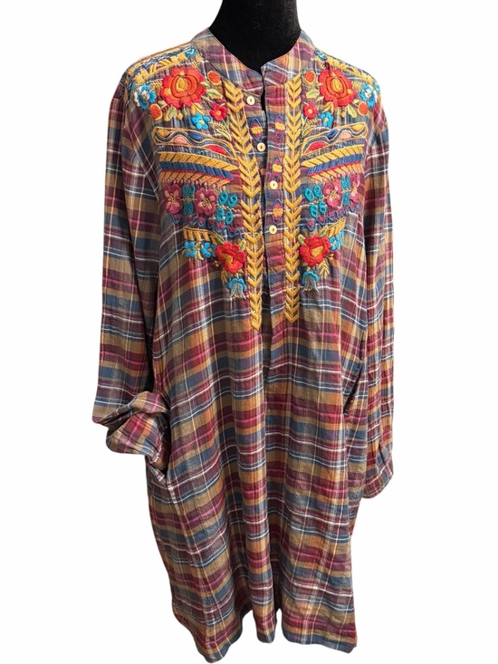 Johnny Was Dresses & Skirts - Johnny Was Plaid Embroidered Tunic Dress L Multicolor #7350
